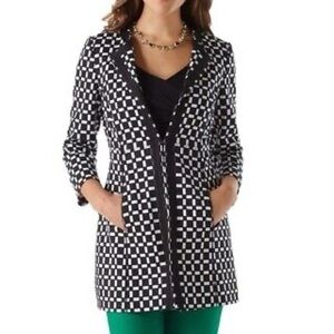 White House Black Market Long Checked Coat.Stylish Check in Black and White